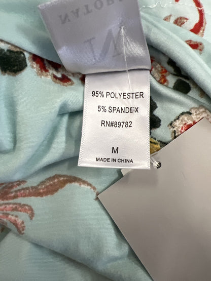 Natori Women’s Blue Floral Long Sleeve V-Neck Shirt - M