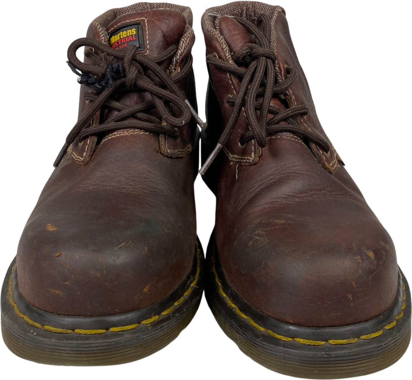 Dr. Martens Men’s Brown Leather Izzy Air Wair Industrial Steel Toe Boots - 8