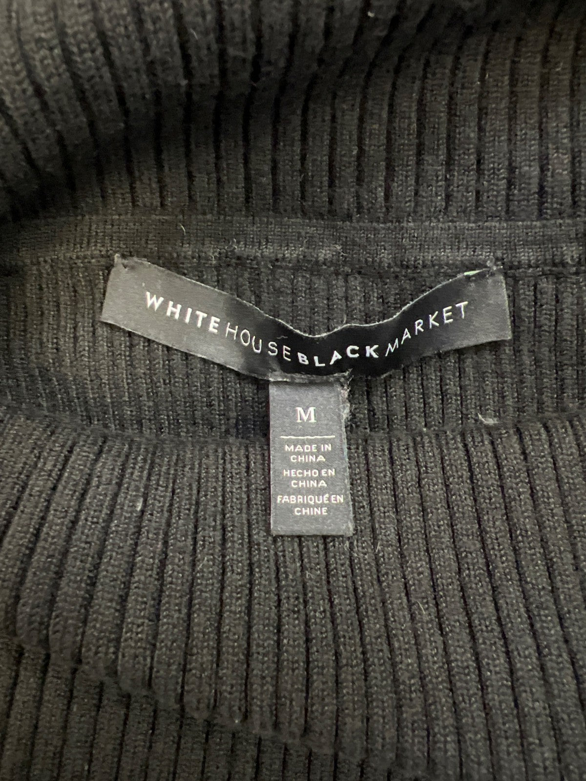 White House Black Market Women’s Black Long Sleeve Ribbed Sweater - M