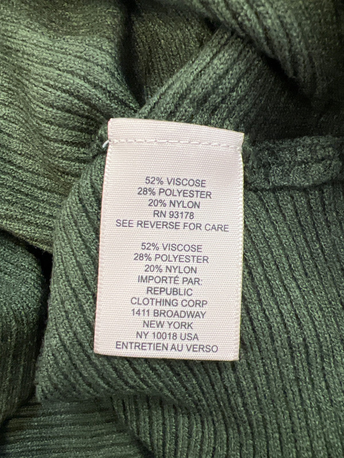 Philosophy Women’s Green Ribbed Long Sleeve Sweater - 1X