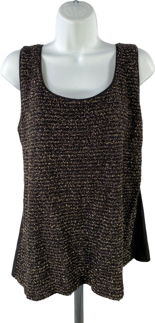 LOFT Women’s Black/Gold Metallic Front Tank Top - L