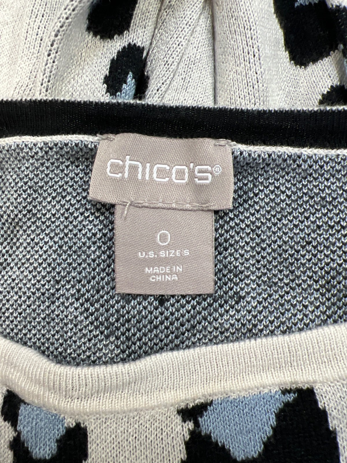 Chico’s Women’s White/Black Long Sleeve Knit Sweater - 0/US S