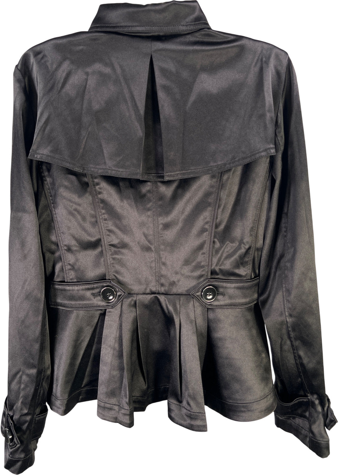 White House Black Market Women’s Black Satin Moto Jacket - S