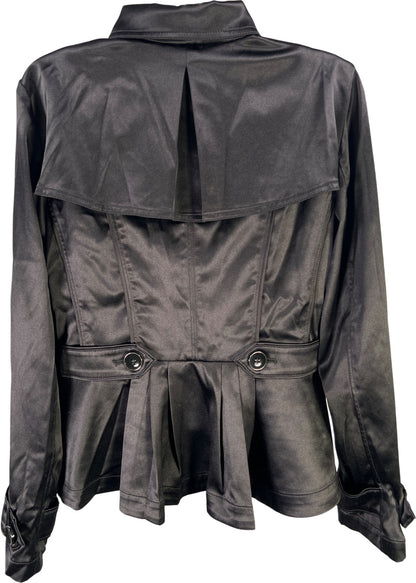 White House Black Market Women’s Black Satin Moto Jacket - S
