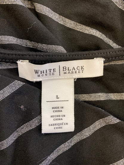 White House Black Market Womens Black Metallic Cold Shoulder 3/4 Sleeve Shirt -L