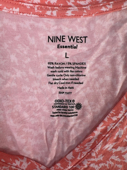 NUEVO Camiseta esencial de manga corta naranja/coral de Nine West para mujer - L