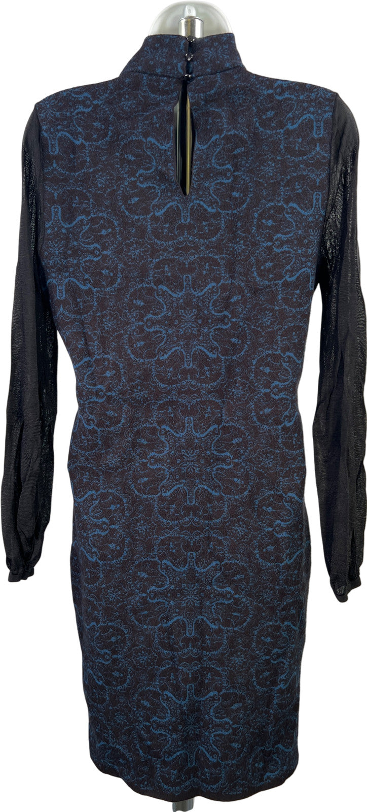 White House Black Market Women’s Black/Blue Long Mesh Sleeve Sweater Dress - S