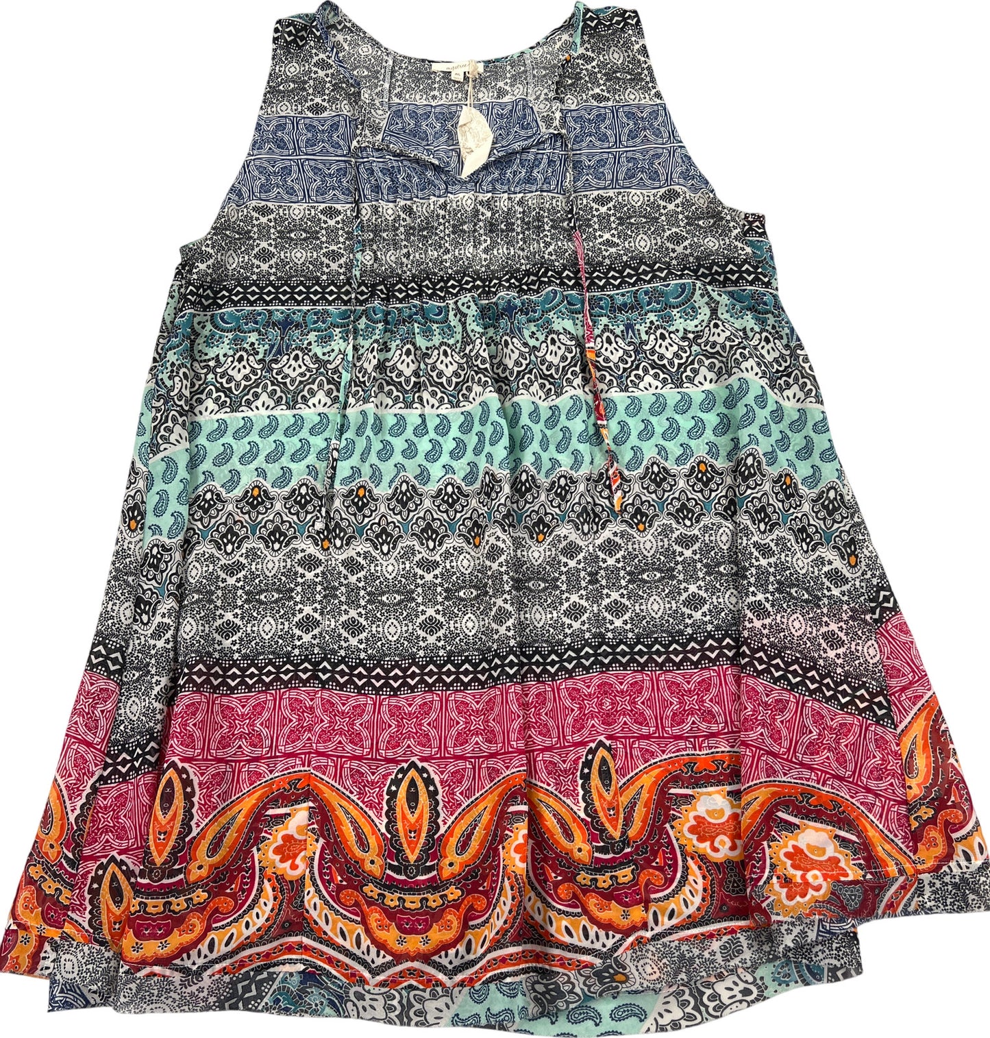 Mystree Women’s Multi-Color Sheer Printed Pintuck Dress - M