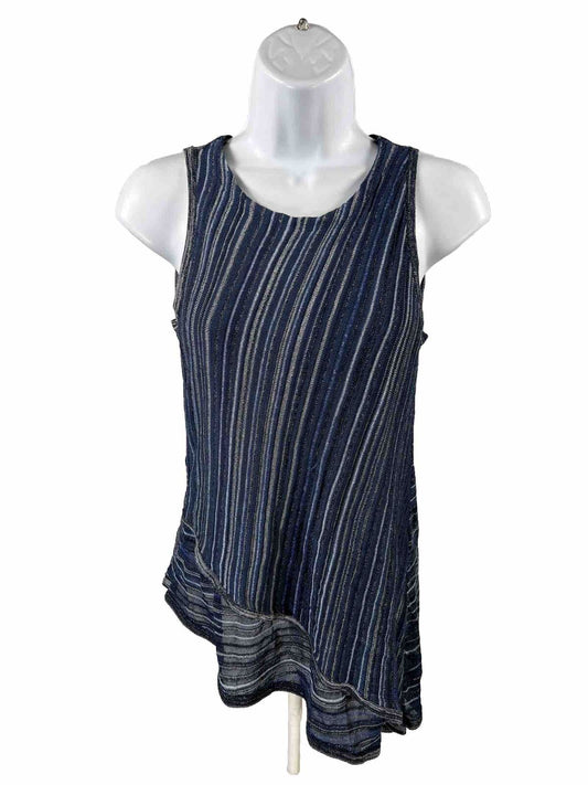 White House Black Market Women's Blue Sleeveless Asymmetrical Top - XS