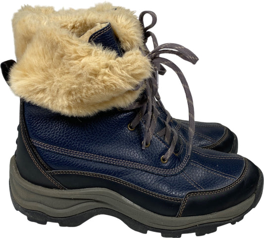 Clarks Women’s Blue Mazlyn Water Resistant Faux Fur Trim. Winter Boots - 8