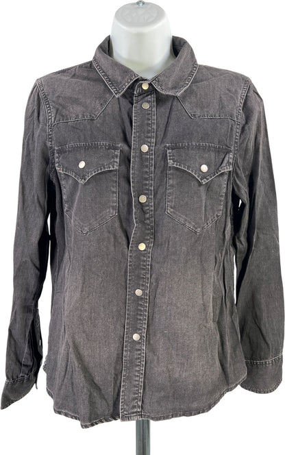 Madewell Women’s Black Snap Button Long Sleeve Shirt - M