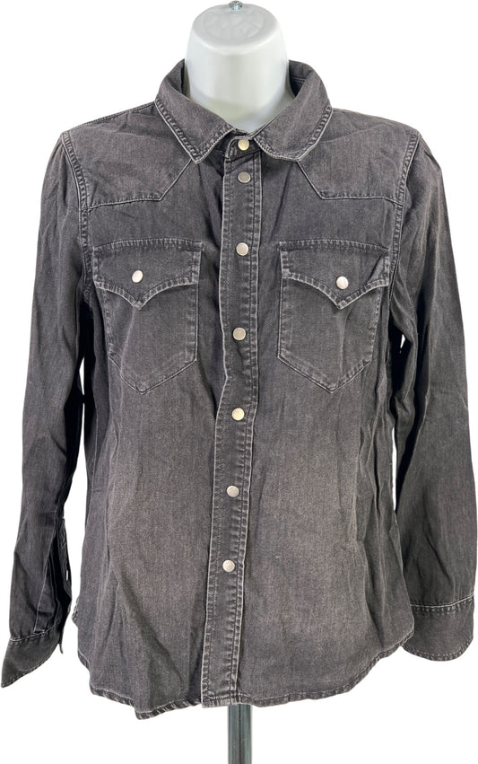 Madewell Women’s Black Snap Button Long Sleeve Shirt - M