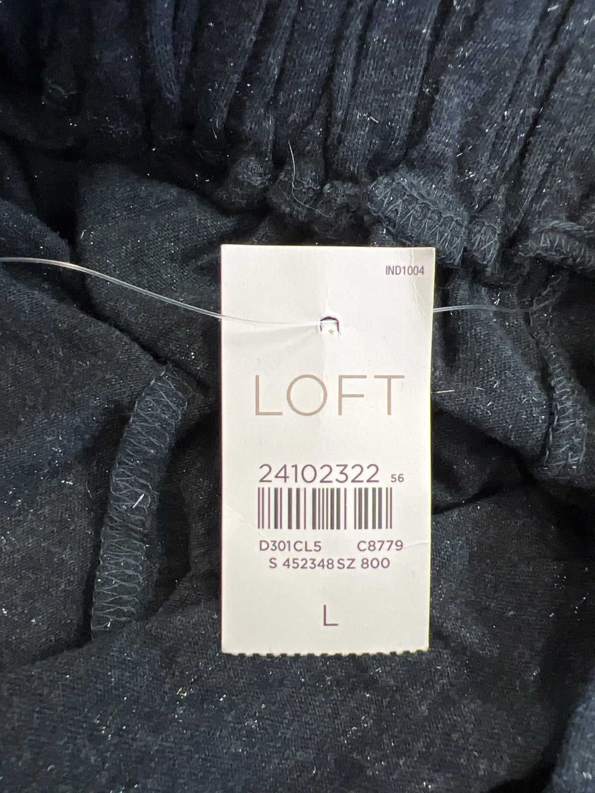 LOFT Women’s Blue Metallic Off The Shoulder 3/4 Sleeve Blouse - L