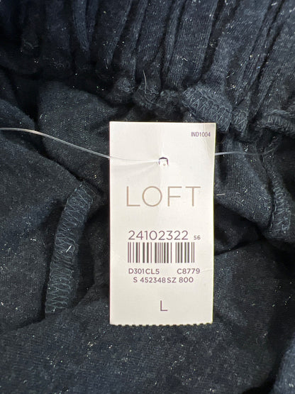 LOFT Women’s Blue Metallic Off The Shoulder 3/4 Sleeve Blouse - L