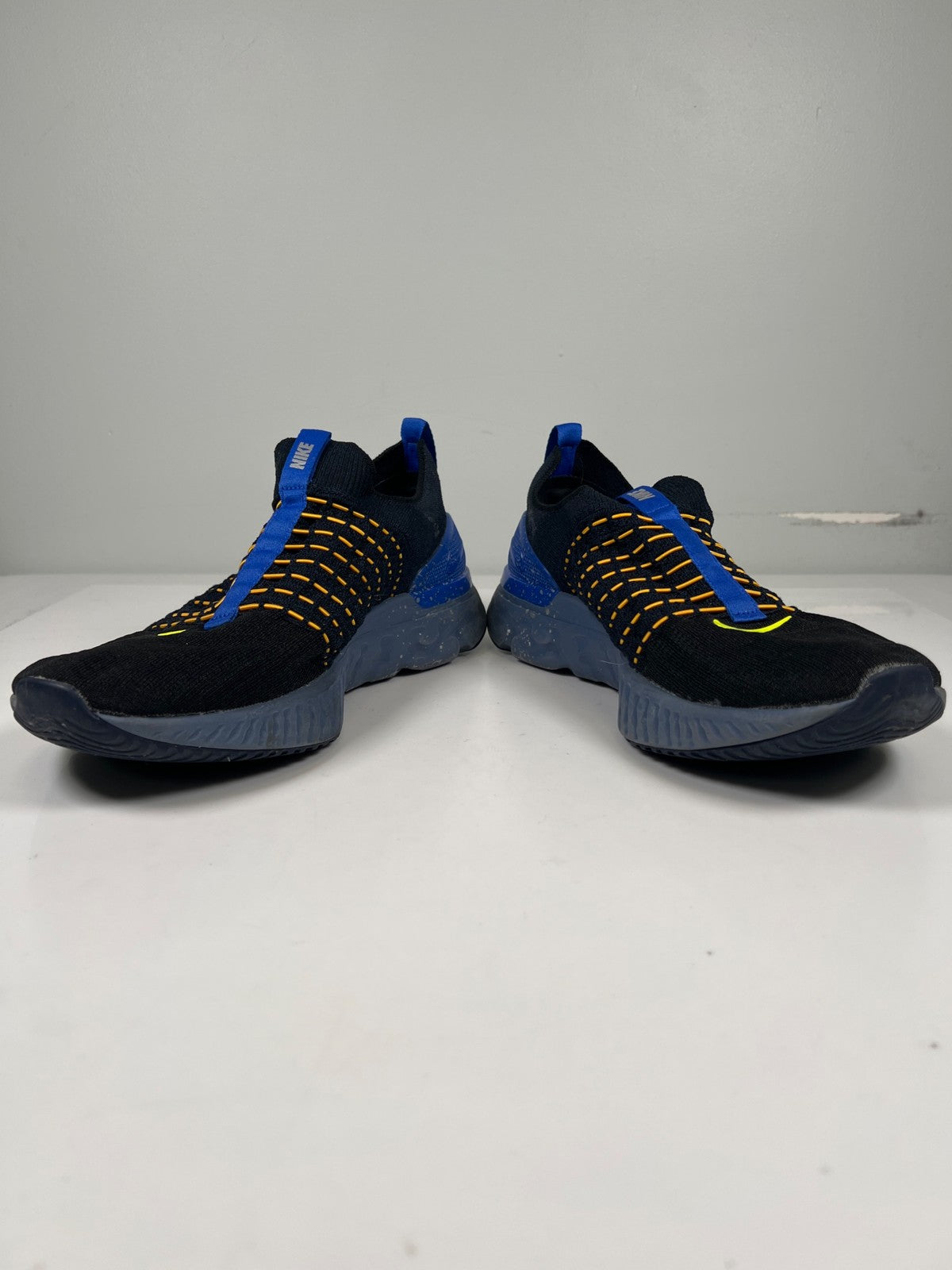 Nike Men’s Black/Blue React Phantom Run Flyknit Slip On Running Shoes - 12