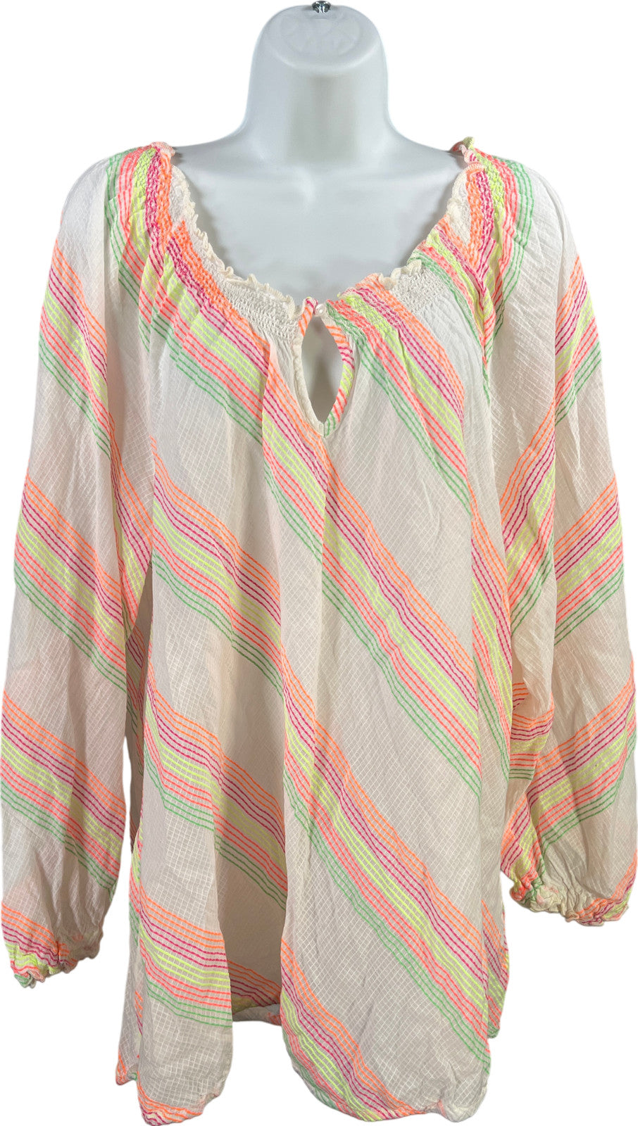 Lane Bryant Women’s White Multicolor Lightweight Long Sleeve Shirt - Plus 22/24