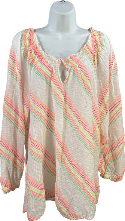 Lane Bryant Women’s White Multicolor Lightweight Long Sleeve Shirt - Plus 22/24