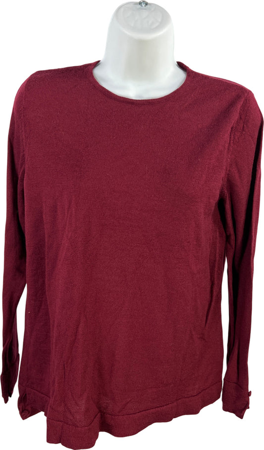 J.Jill Women’s Burgundy Long Sleeve Thin Wool Sweater - S
