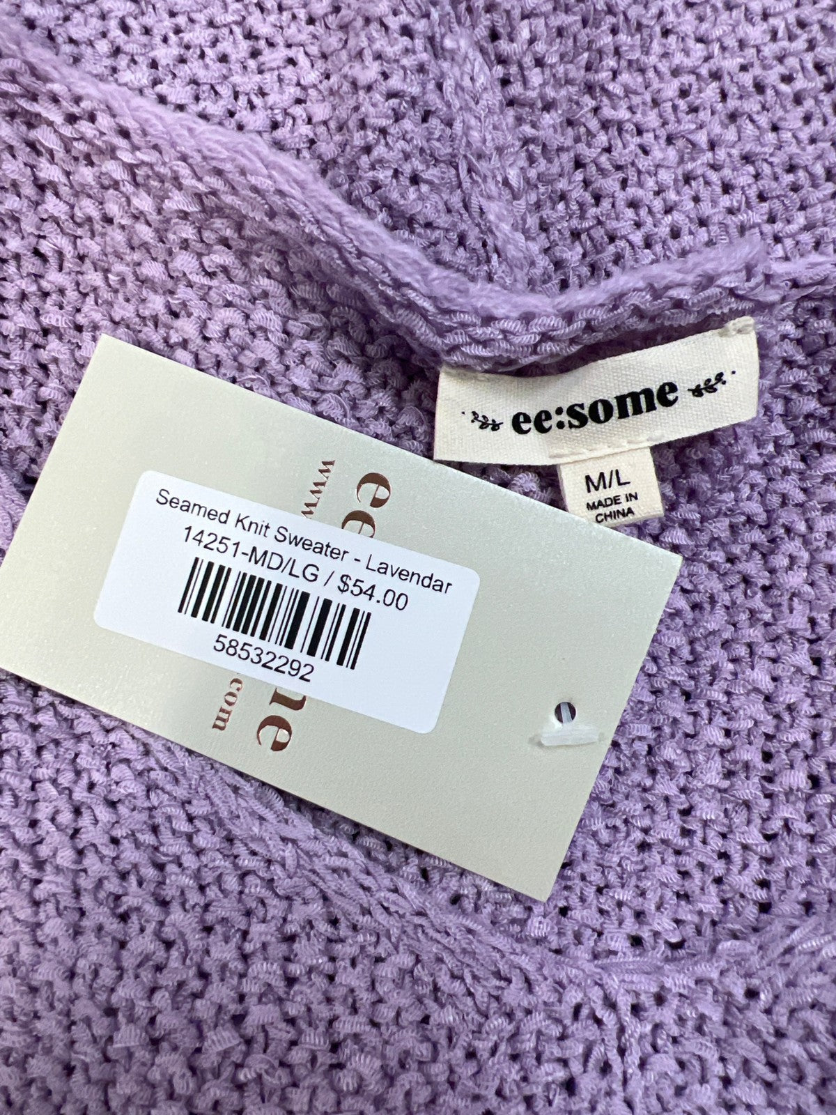 Ee:some Women’s Purple Long Cuffed Sleeve Sweater - M/L