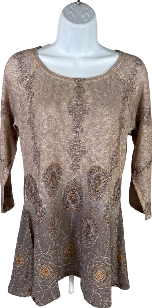 NEW Indigo Soul Women’s Purple/Gold Metallic Semi-Sheer Knit Tunic Shirt - S