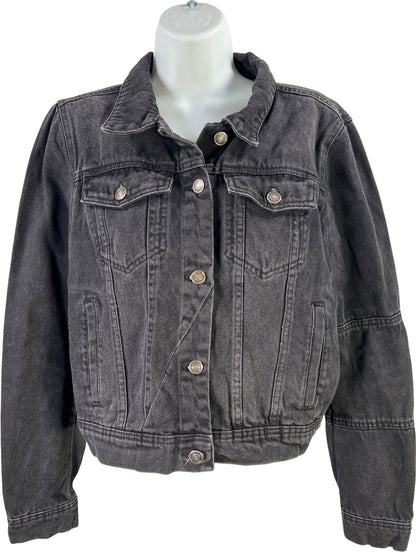 Free People Women’s Black Long Sleeve Button Up Denim Jean Jacket - M