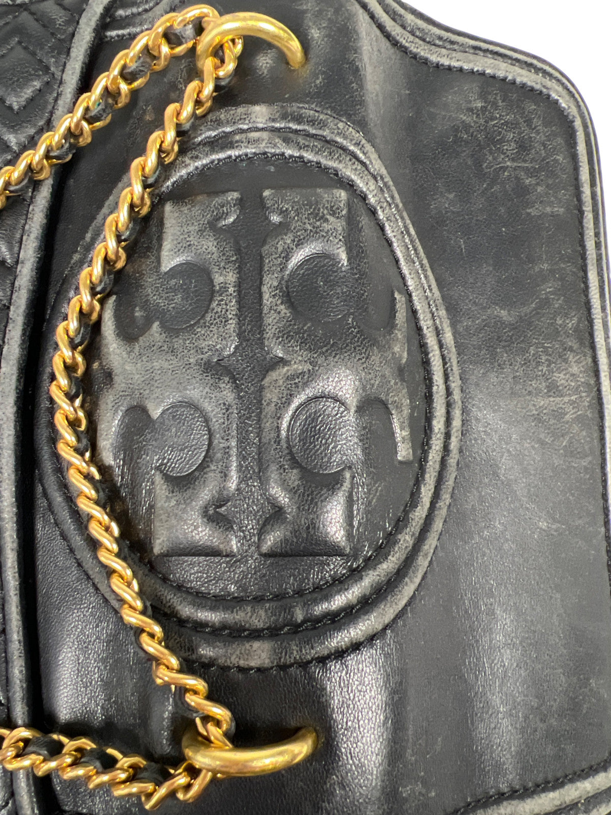 Tory Burch Women’s Black Leather Fleming Convertible Crossbody Purse