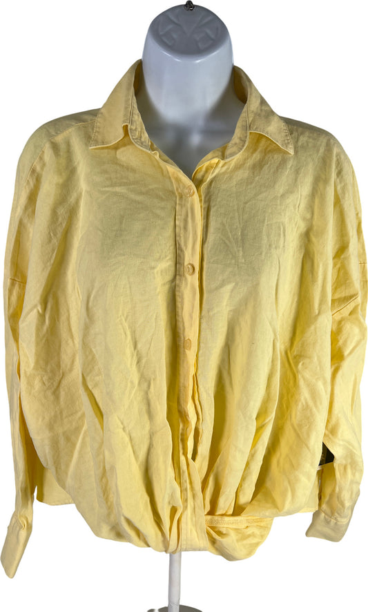 NEW YFB Women’s Yellow Long Sleeve Button Up Twisted Button Blouse - XS