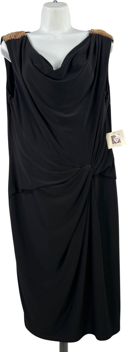 Anne Klein Women’s Black Beaded Strap Sleeveless Shift Dress - 14