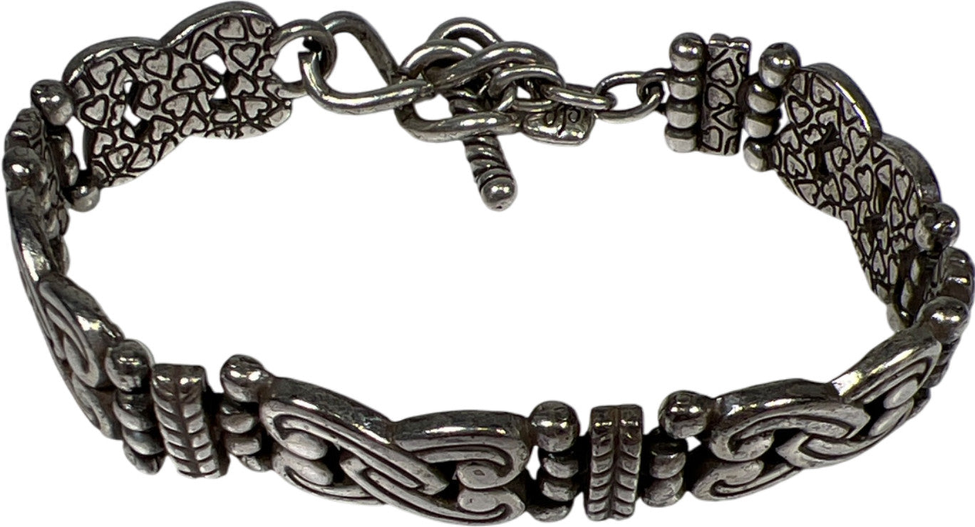 Brighton Silver Tone Manzanita Interlocking Hearts 7” Toggle Bracelet