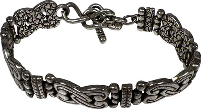 Brighton Silver Tone Manzanita Interlocking Hearts 7” Toggle Bracelet