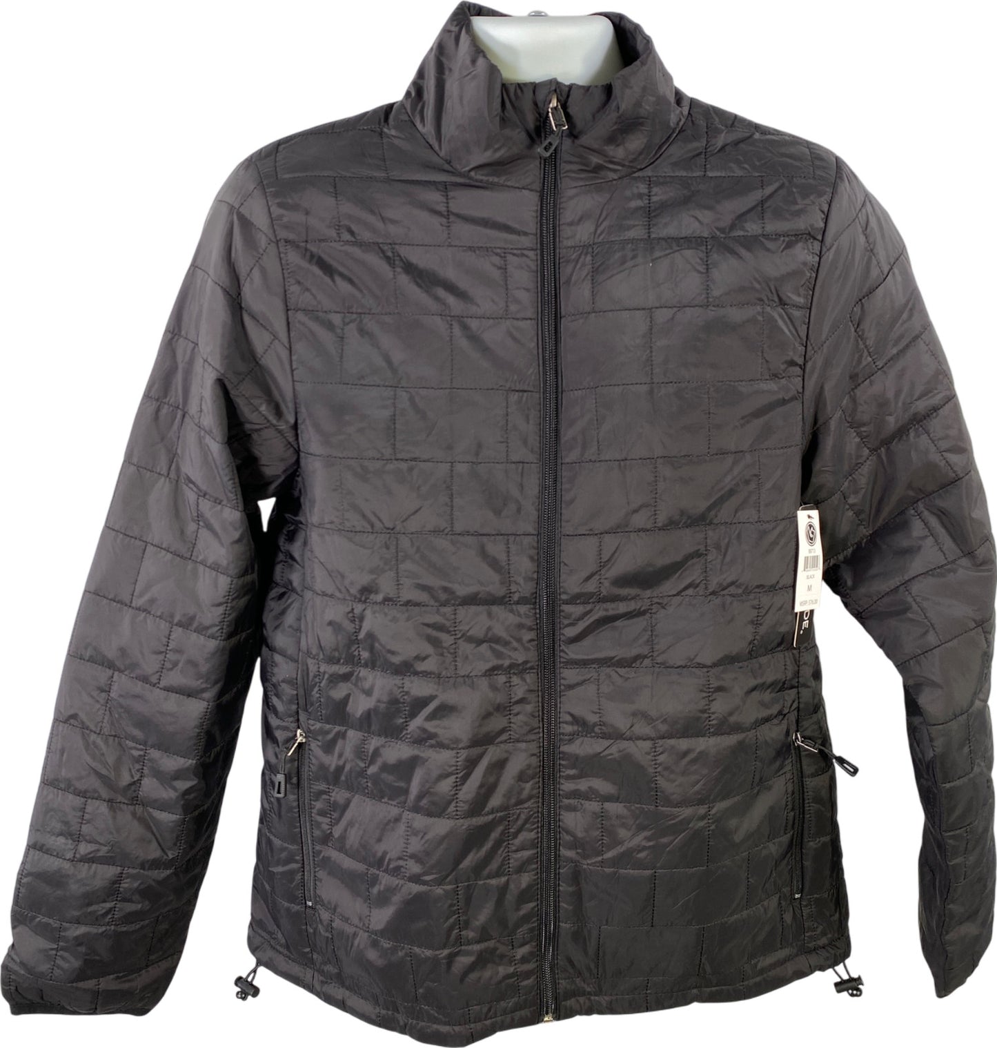 Burnside Men’s Black Quilted Full Zip Long Sleeve Puffer Jacket - M