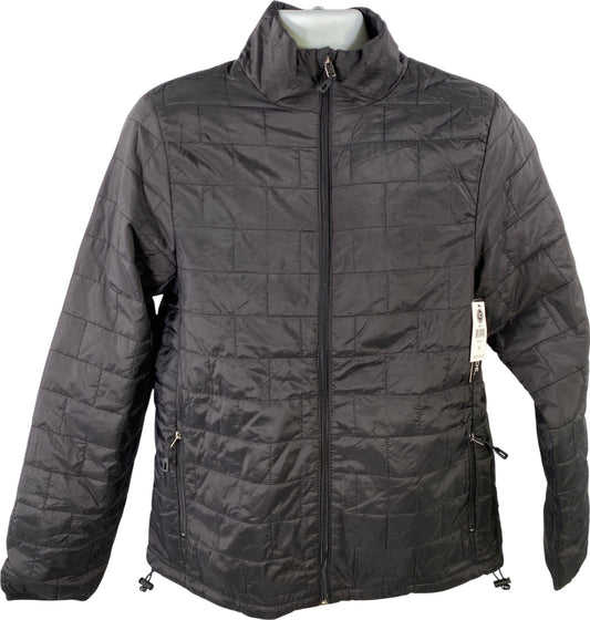 Burnside Men’s Black Quilted Full Zip Long Sleeve Puffer Jacket - M