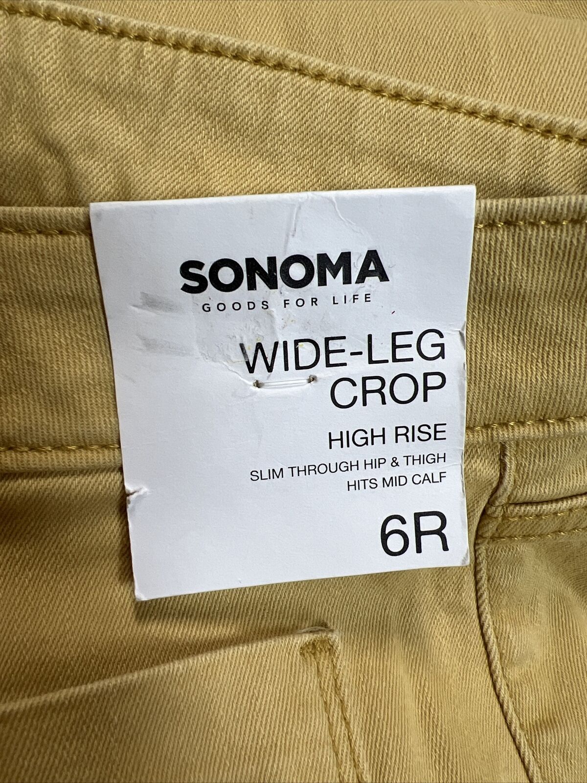 NEW Sonoma Women's Yellow Wide Leg Crop Stretch Jeans - 6