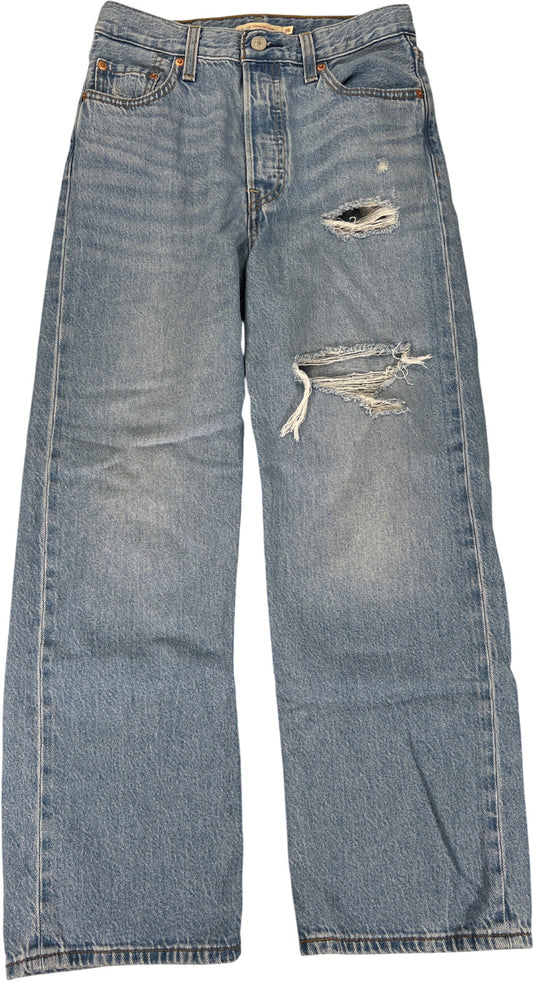 Levi’s Women’s Medium Wash Distressed Ribcage Straight Ankle Denim Jeans - 26