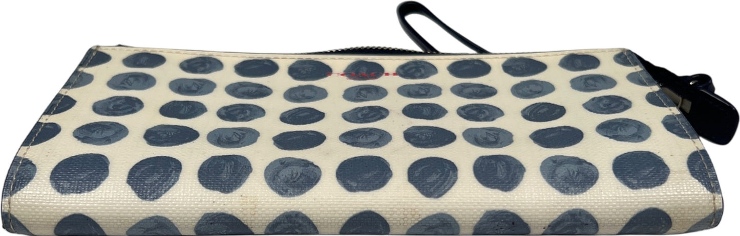 Coach Blue/White Coated Canvas Bleecker Painted Dot Zippy Wristlet Wallet