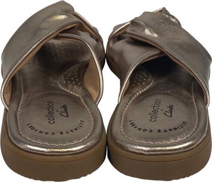 Clarks Collection Women’s Silver/Pewter Metallic Reyna Twist Flats - 8.5