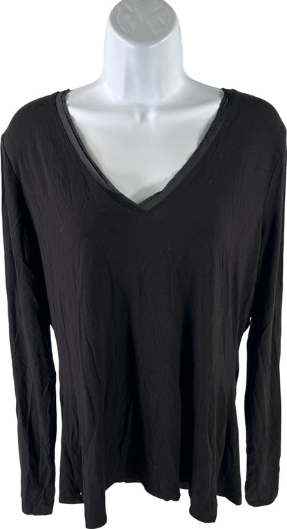 White House Black Market Women’s Black V-Neck Long Sleeve Shirt - L