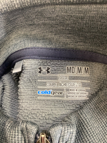 Under Armour Men’s Gray/Blue Fleece Lined 1/4 Zip ColdGear Pullover Sweater - M