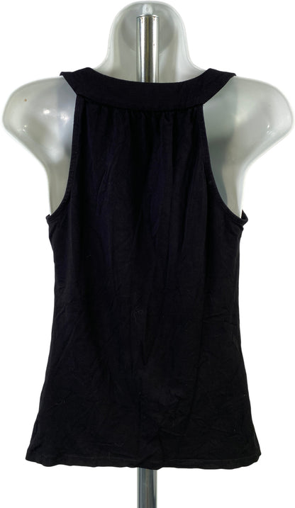 White House Black Market Women’s Black Beaded Strap Drape Neck Tank Top - XS
