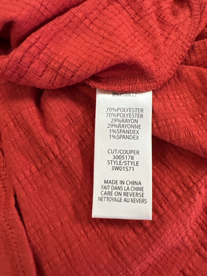 Max Studio Women’s Red Crochet Short Sleeve V-Neck Blouse - Plus 1X