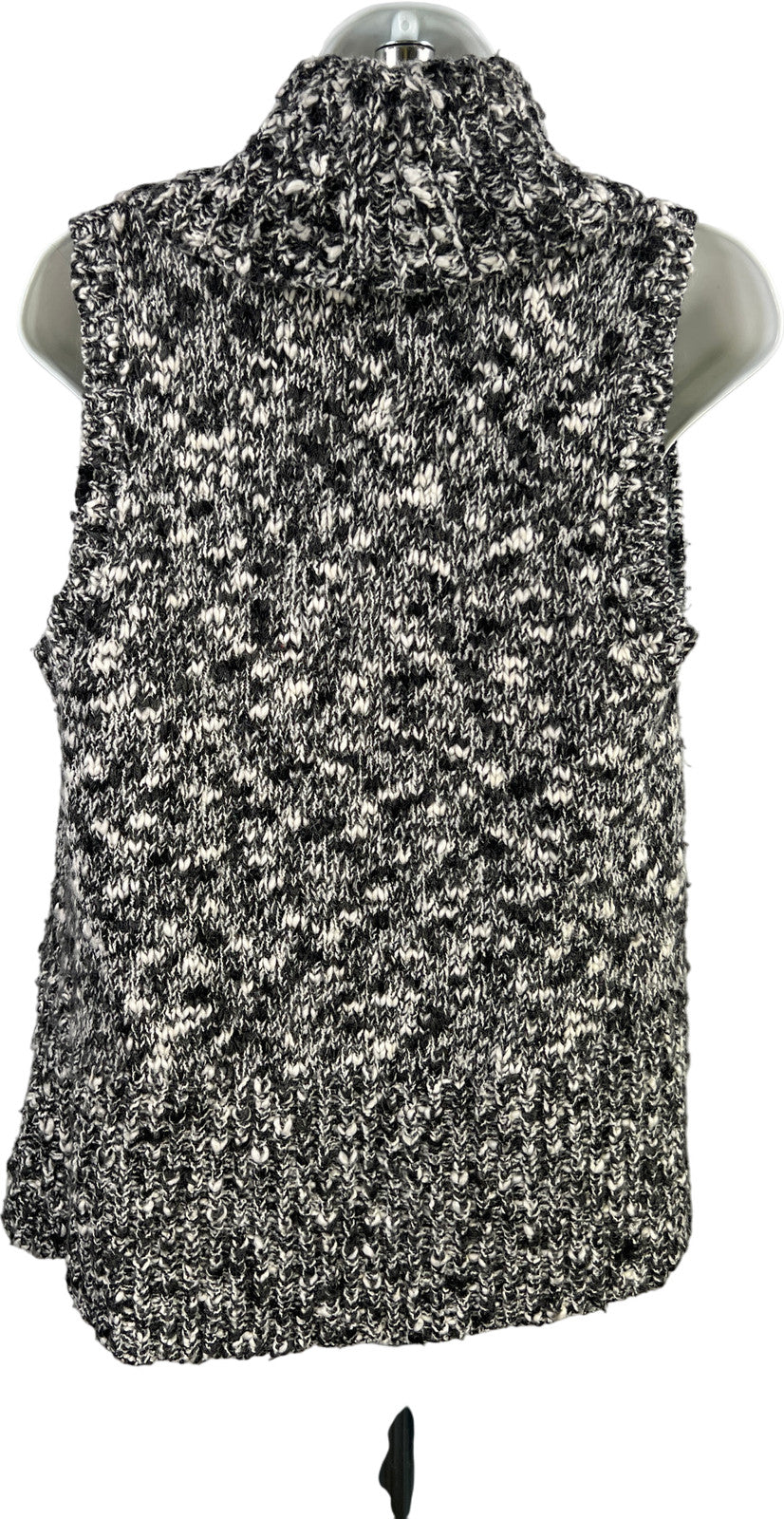 Chico’s Women’s Black/White Knit Wool Blend Sleeveless Cardigan - 0/US S
