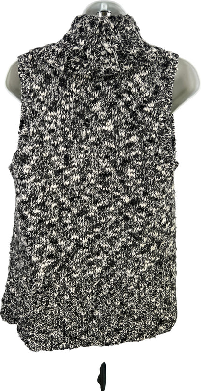 Chico’s Women’s Black/White Knit Wool Blend Sleeveless Cardigan - 0/US S