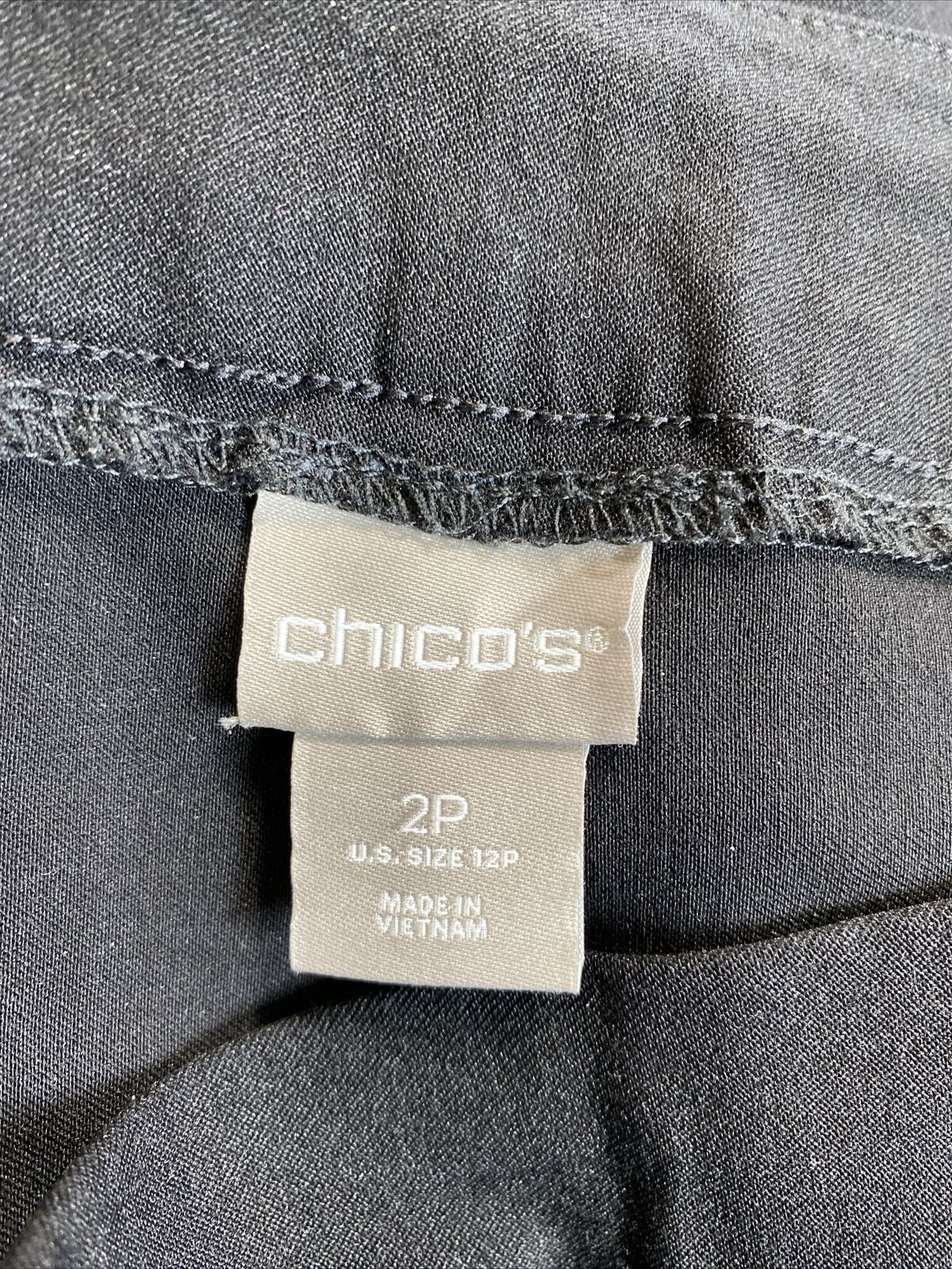 Chico's Women's Black Stretch Pull On Pants - Petite 2/US 12P