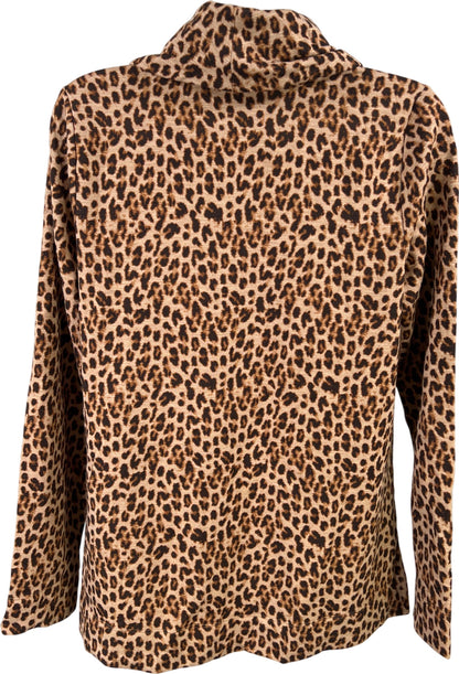 J.Jill Women’s Brown Animal Print Cowl Neck Long Sleeve Shirt - XS