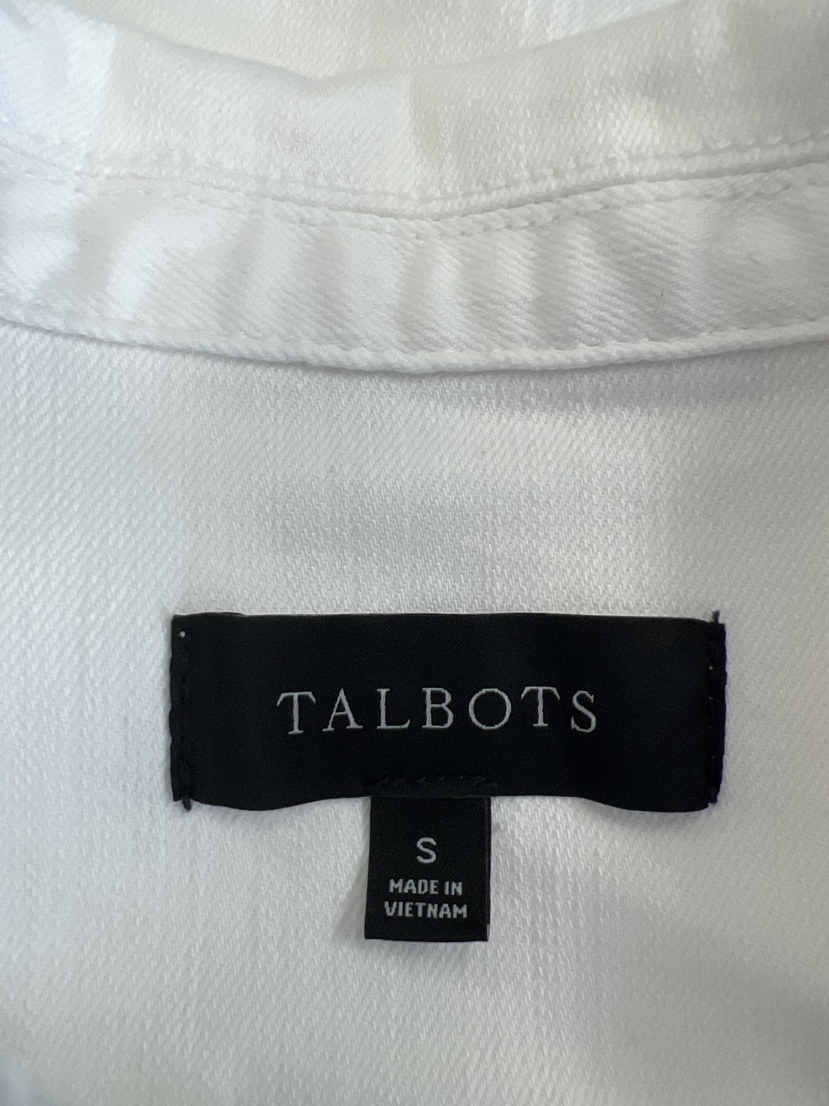 Talbots Women’s White Long Sleeve Denim Button Up Jean Jacket - S