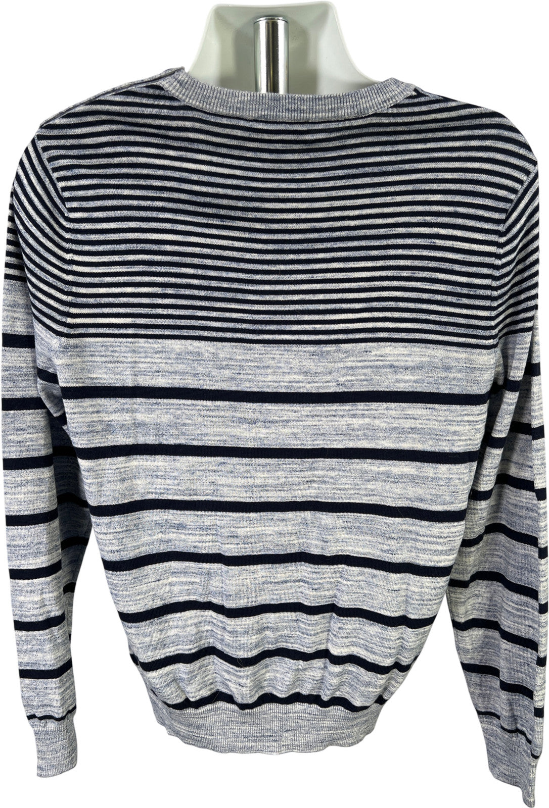 Express Men’s Blue Striped Button Accent Long Sleeve Sweater - L