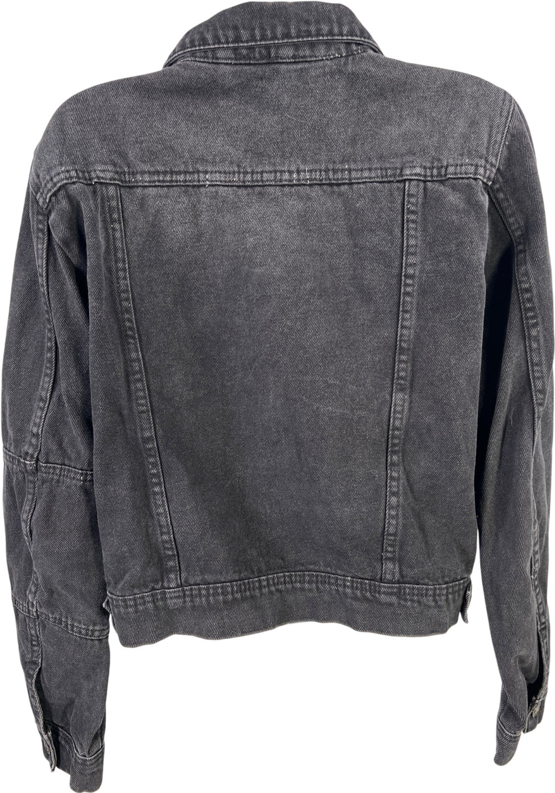 Free People Women’s Black Long Sleeve Button Up Denim Jean Jacket - M