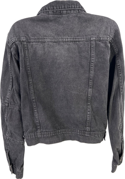 Free People Women’s Black Long Sleeve Button Up Denim Jean Jacket - M