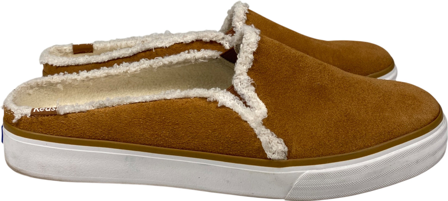 Keds Women’s Tan/Brown Suede Shearling Lined Double Decker Slip On Mules - 11