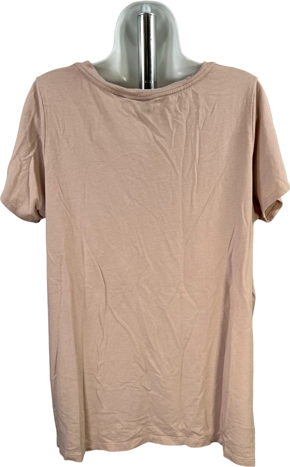 Tahari Women’s Beige Short Sleeve V-Neck T-Shirt - Plus 1X